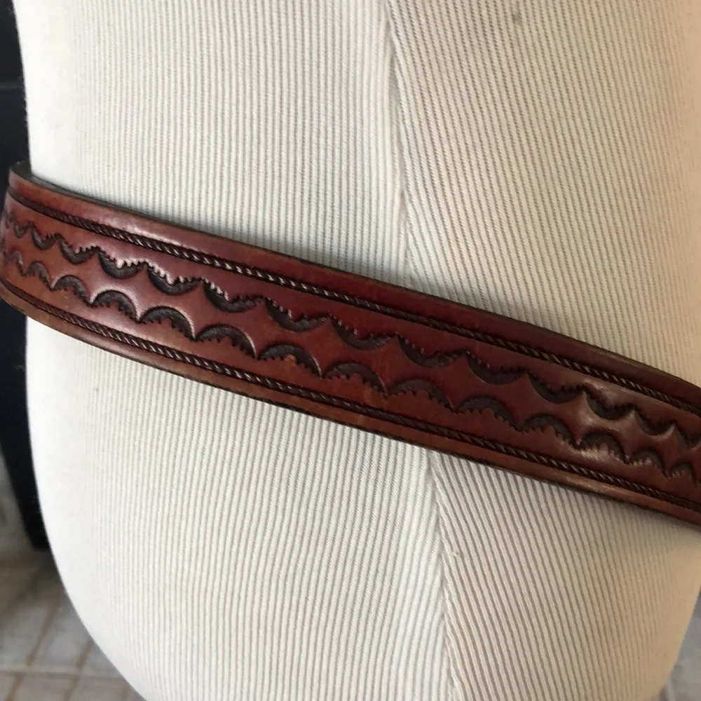 Brown Embossed Leather Belt size XL